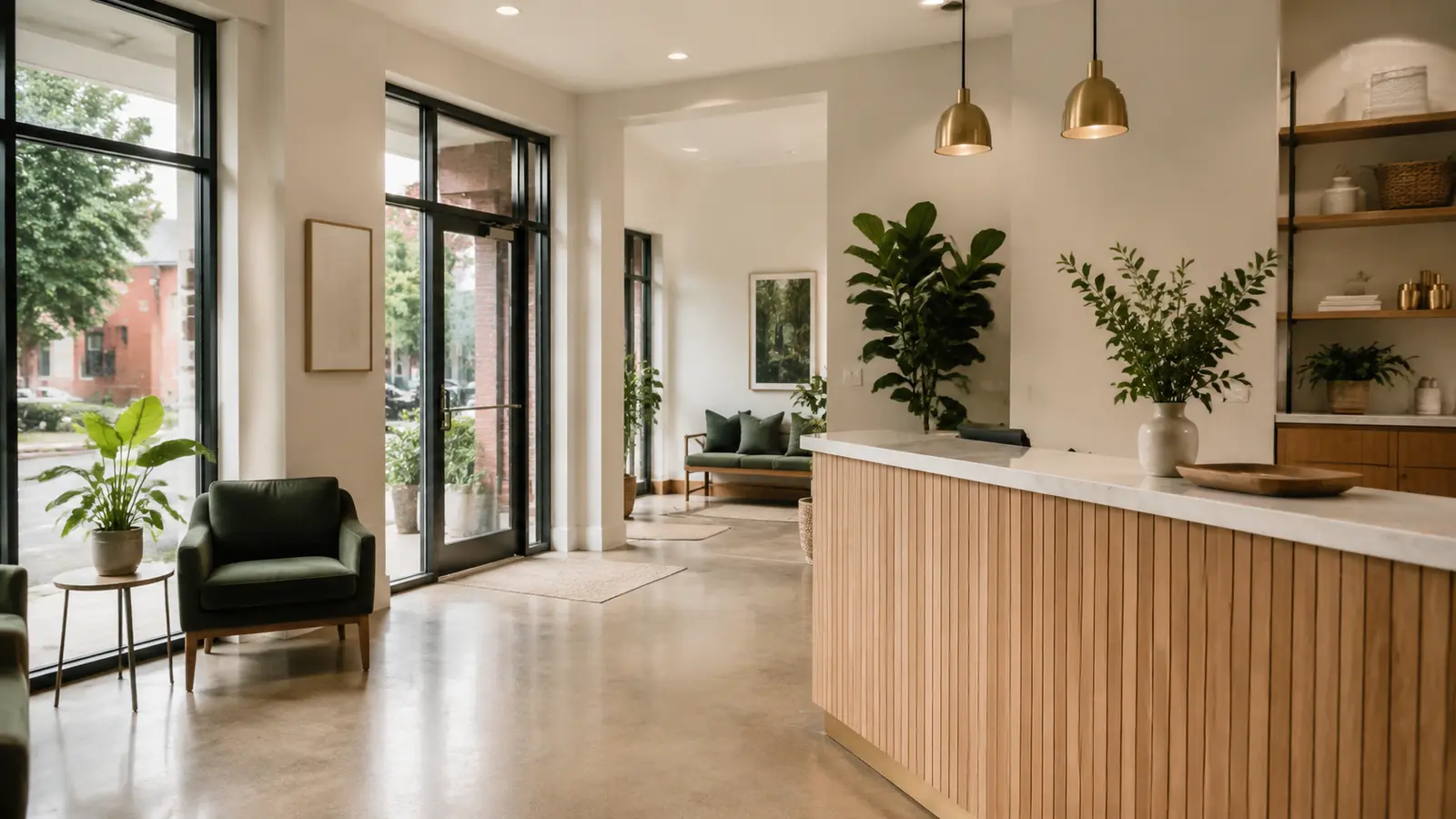 Clean reception and customer area in a small professional business